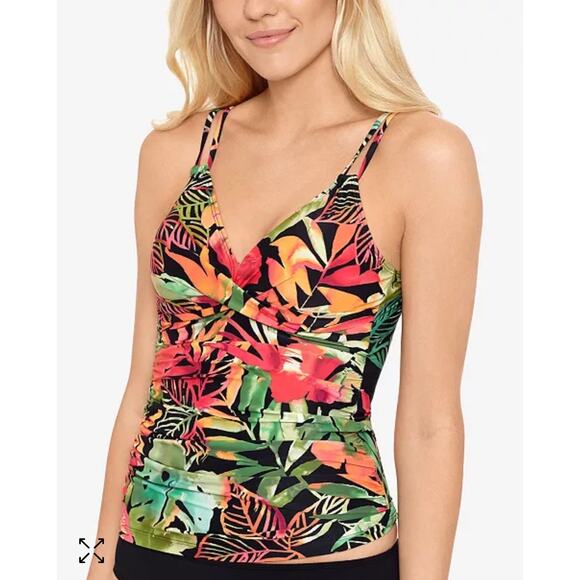 Lauren Ralph Lauren Tummy Control Tropical Tankini Top 8 NWT - Picture 1 of 6